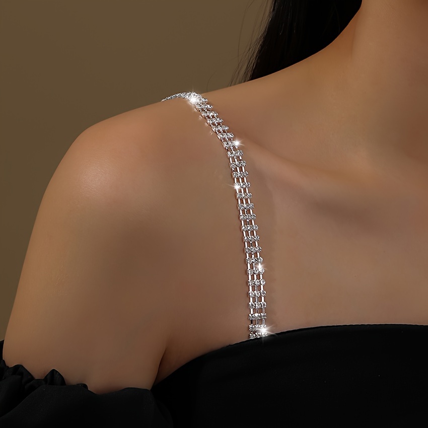 

Luxurious Rhinestone-encrusted Bridal Shoulder - Off- For & , Bra Triple Row Of , For 's Day