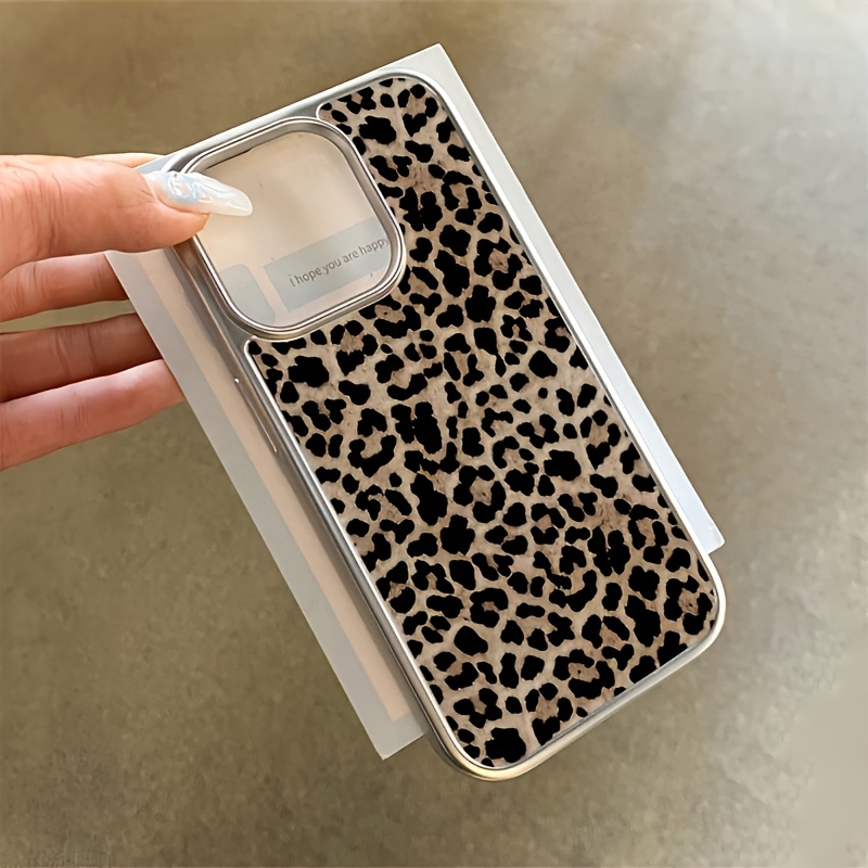 TEMU Phone Case: Stylish Leopard Print Design Electroplated Phone Case, Compatible With Iphone 17/16/11/13/ Plus/15 Pro/15 Pro Max/12/14 Pro Max/11