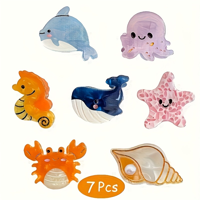 7pcs ocean animal acetate mini hair clips sweet cute sea - Temu