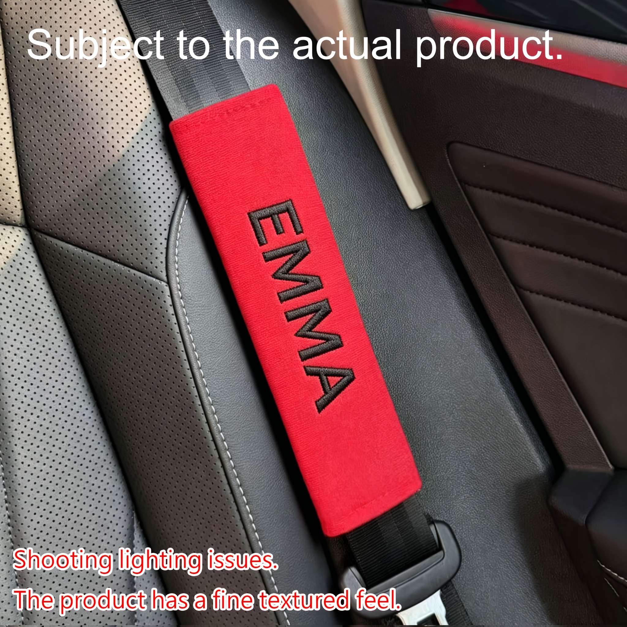 TEMU 1pc Of Embroidered Custom Car Seat Belt Shoulder Pad, Personalized English Name Customization, Soft Plush Shoulder Pad Cover, Universal Shoulder