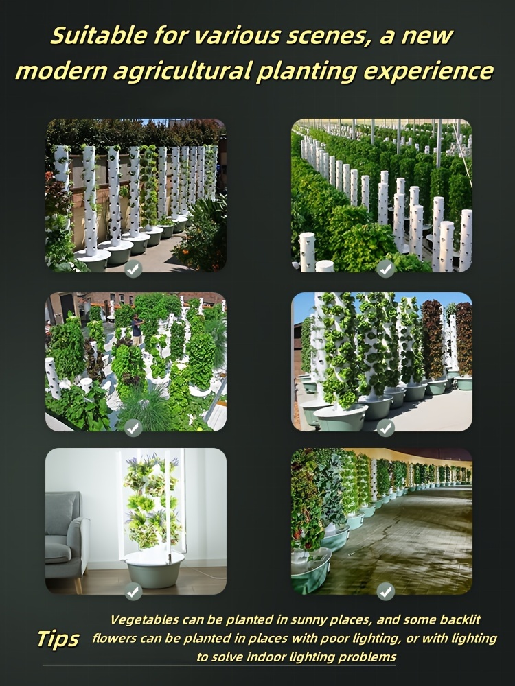 11-Tier Hydroponics Tower Vertical Hydroponics System Soil-Free Cultivation Planting Tower Garden Vegetables Strawberry Planting Pipeline