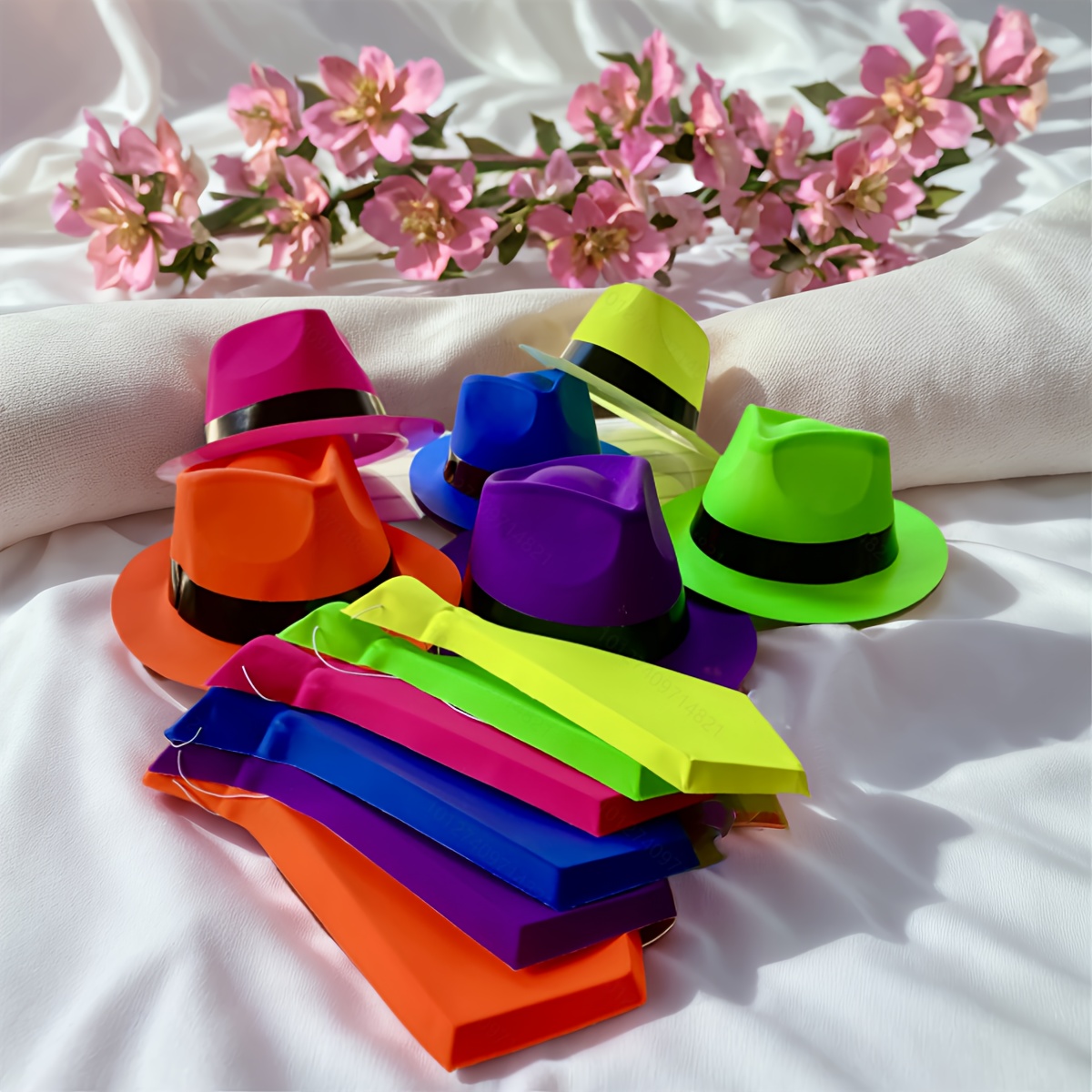 

A Six- Hat And Tie Set - A Stylish And Unique Outfit Suitable For Party Decorations, Celebrations After A Job , Performances At Wedding , Birthday Gifts, And More.