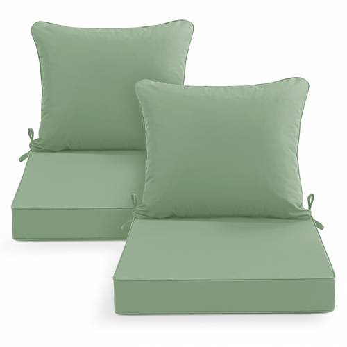 cushions for outdoor furniture light seat and back cushion set waterproof fade resistant all weather 3 inch thick high density foam with ties hidden zipper removable cover for wicker rattan patio garden deck porch chair