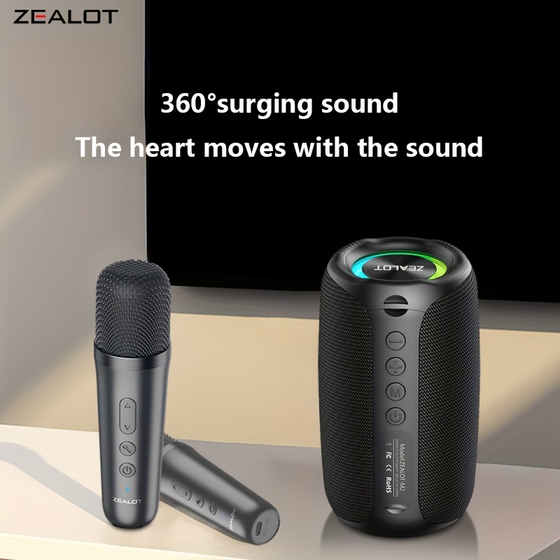 ZEALOT M2 Coluna de Som Sem Fios com Dois Microfones de Karaoke Sem Fios 4
