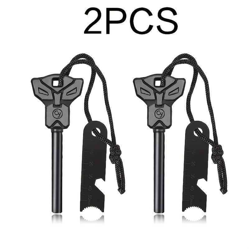Image of Set Of 2 Authentic , Versatile Flint With A Scraper, Perfect For Outdoor Emergency Survival , Does Not Need Batteries, Compact And Sturdy Design, Great For Camping And Hiking, Without Battery