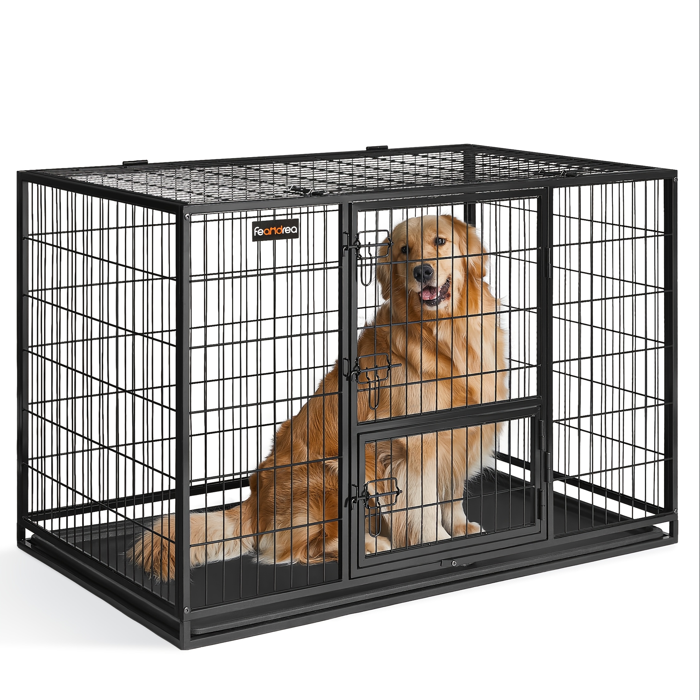 E-shop Robuste XXL-Hundekäfig für Mittelgroße & Große Hunde - 122x74.5x80.5cm, Doppelte Herausnehmbare Türen, Leicht zu Reinigendes Design, Geräumiger