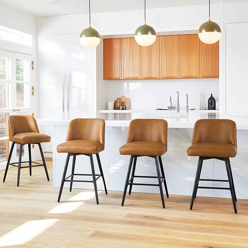 modern swivel bar stools 26 counter height with high back rotation padded faux leather barstools suitable island for bar home assembly stools