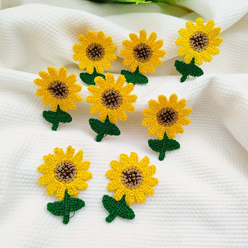 TEMU 8pcs Sunflower Embroidered Patches, Embroidered Applique Patches, Decorative Patches For T-shirts, Jackets, Clothing, Apparel, Hair Accessories,