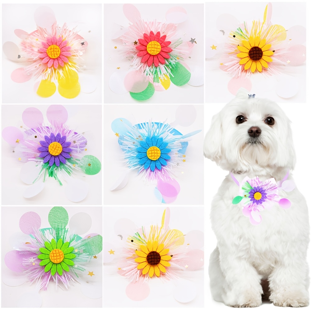 Temu – TEMU 30pcs Lace Dog Bow Ties Adjustable Pet Dog Collars Sunflower Pet Dog Collars Accessories For Dogs Mixed Colors Pet