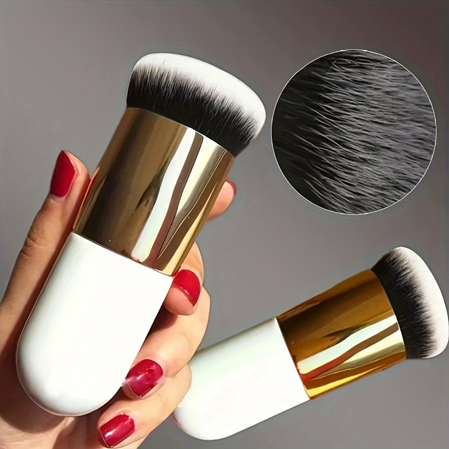 

1pc Cosmetic Makeup Brush, Soft Dense Synthetic Fiber, For Foundation, Blush, Highlight, Professional Beauty Tool