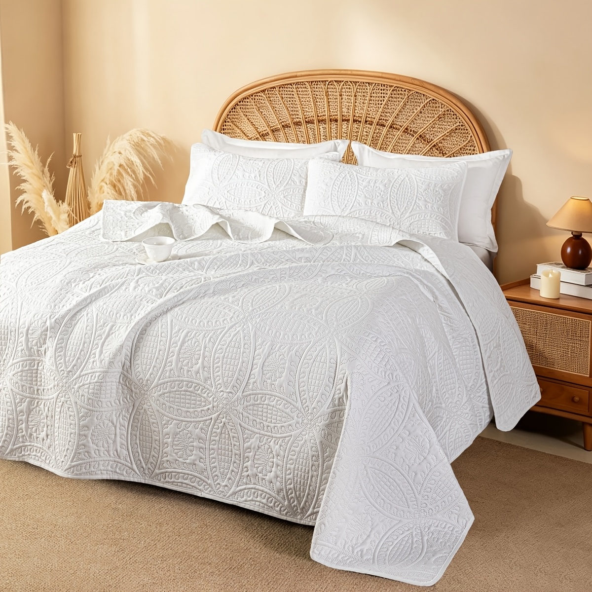 TEMU Oversized Quilted Bed Cover Set, 2/3pcs Set, Soft Breathable Microfiber Fabric, Includes 1 Pillowcases, Machine Washable, Room Decor, Fall And