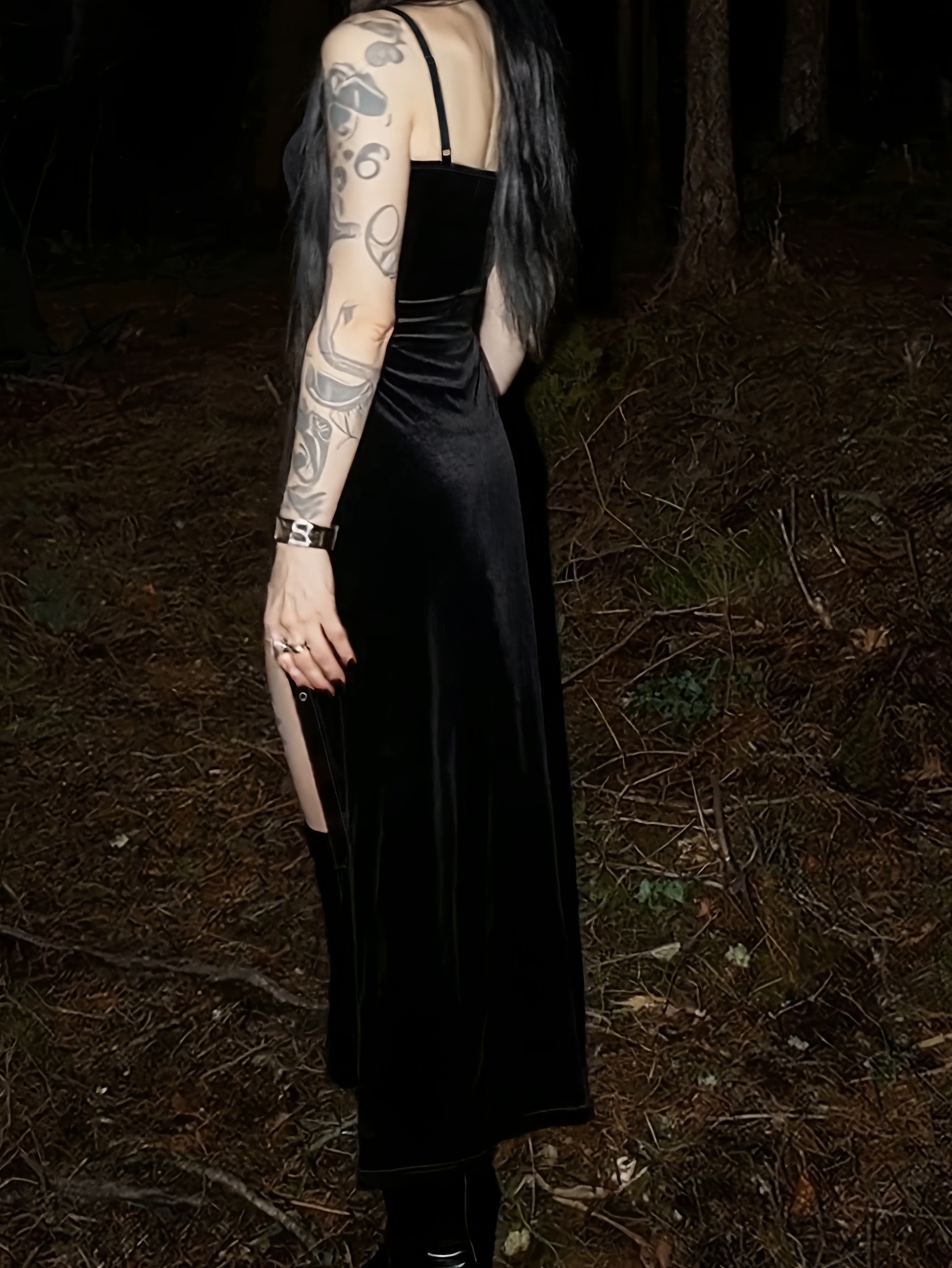 womens dark high slit tie long dress hot fit - Temu Mauritius