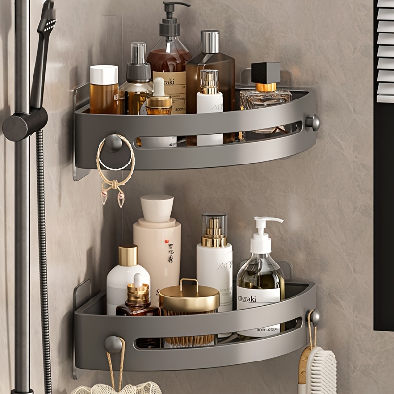 

Easy-install No-drill Bathroom Shelf - Wall-mounted Storage Rack For Toilets & Washrooms, Includes Towel Holder