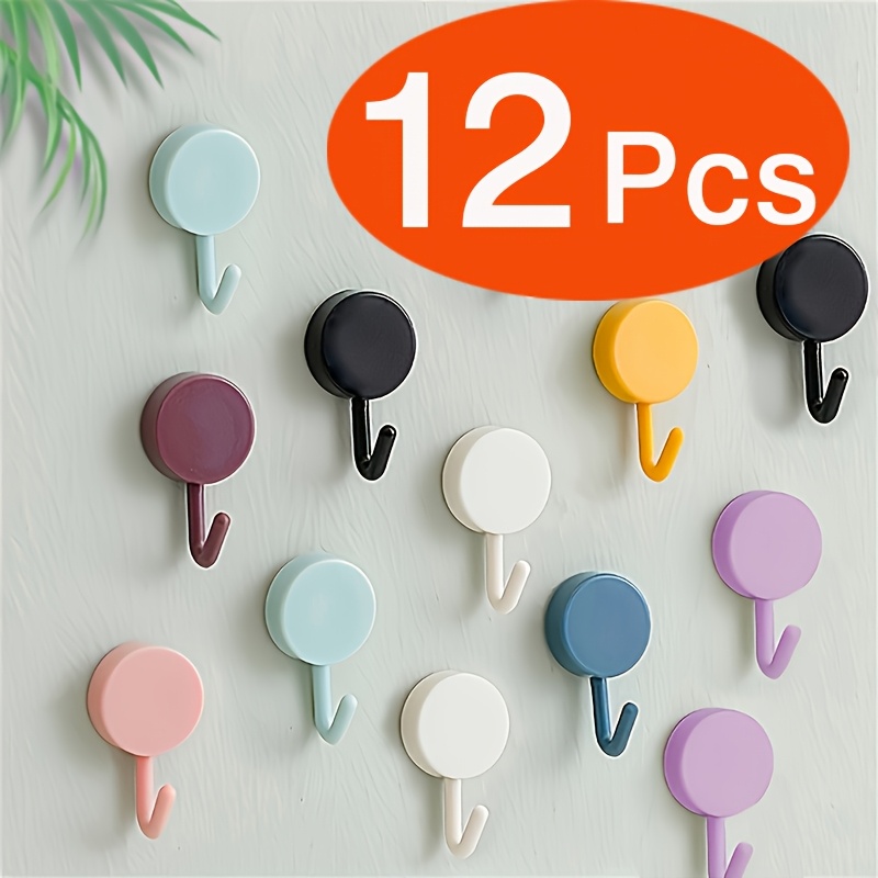 TEMU 12 Ganci Piccoli Impermeabili | Ganci per Vestiti in Plastica Piccoli (, Rosa, , , , Viola) Senza Foratura, Adatti per Bagni, Doccia, Porte,