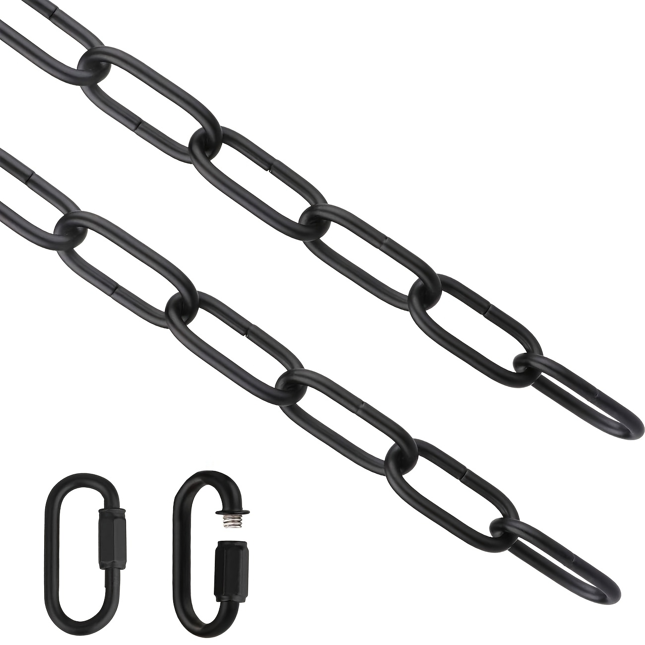 Image of 1pc Lighting Chain, Black Light Fixture Chain, Metal Chandelier Chain Extension With Connection , Heavy Duty Hanging Chain Lamp Fixture Pendant Ceiling Decorative Lights