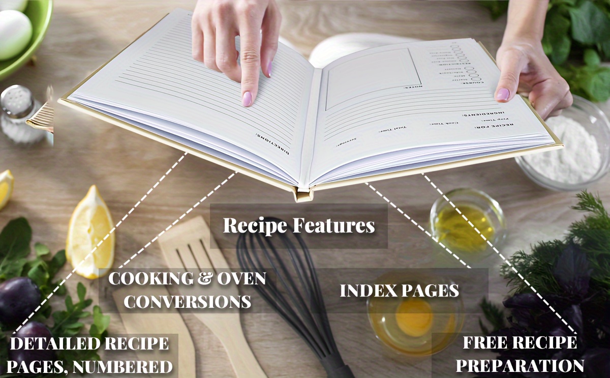 customizable hardcover recipe journal blank notebook for cookbook   details 0