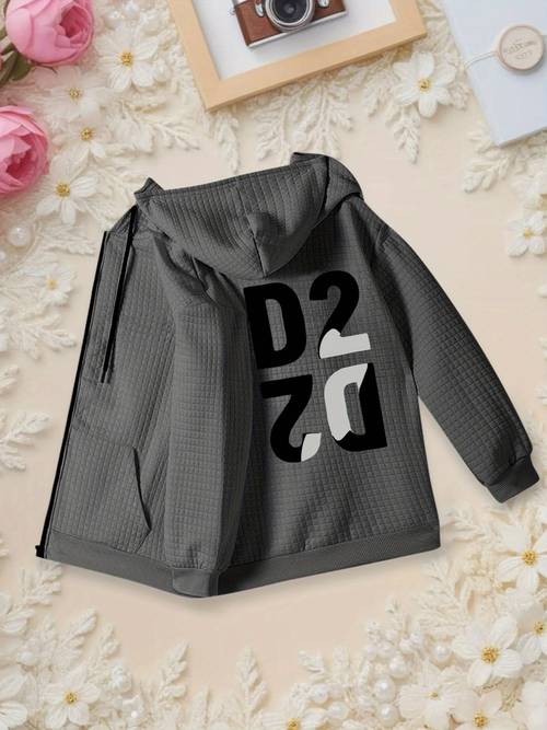 item picture womens casual waffle hoodie with d2 letter print gray drawstring hooded sweatshirt wear hoodie hooded sweatshirt waffle texture hoodie bench clothing for women womens bench hoodie women bench waffle weave