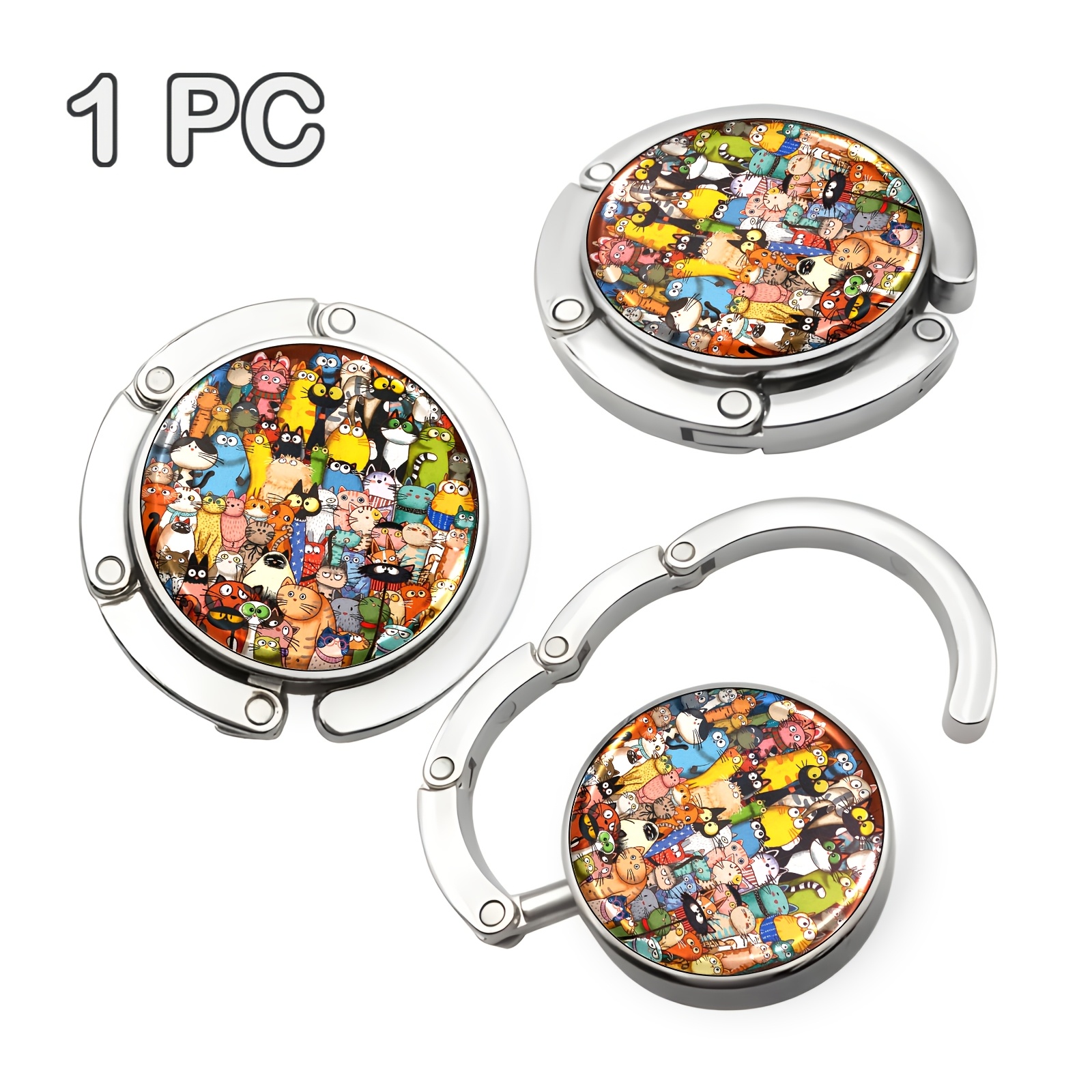TEMU Group Of Cats Portable Hook, Folding Handbag Storage Hook, Mature Style, With Unique Gifts, Suitable For Travel And Home Use, Space-saving