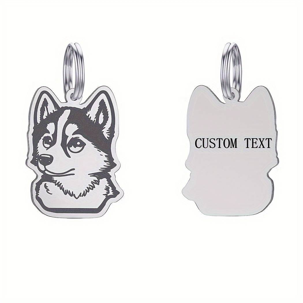 

Engraved Dog Id Tag Keychain - Steel Personalized Nameplate, For Men