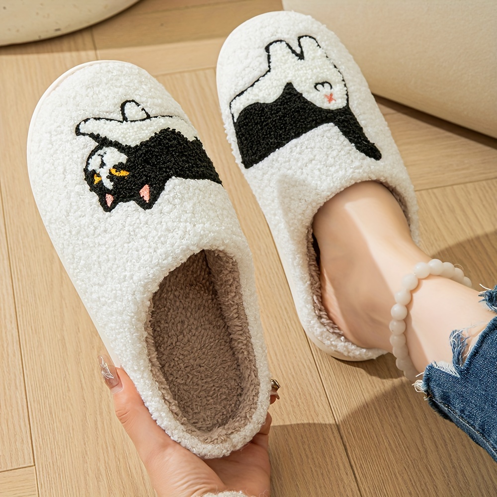 

Cat Cartoon Pattern Slippers For Men And Women, Comfy Easy Wearing Furry Slippers, Slippers For Men And Women Indoor In Autumn Winter