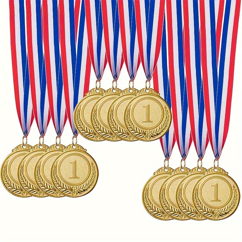 

champion-style" 12-piece Gold Sports Medals - 5cm Frosted Finish, Metal & Commemorative Awards For Competitions