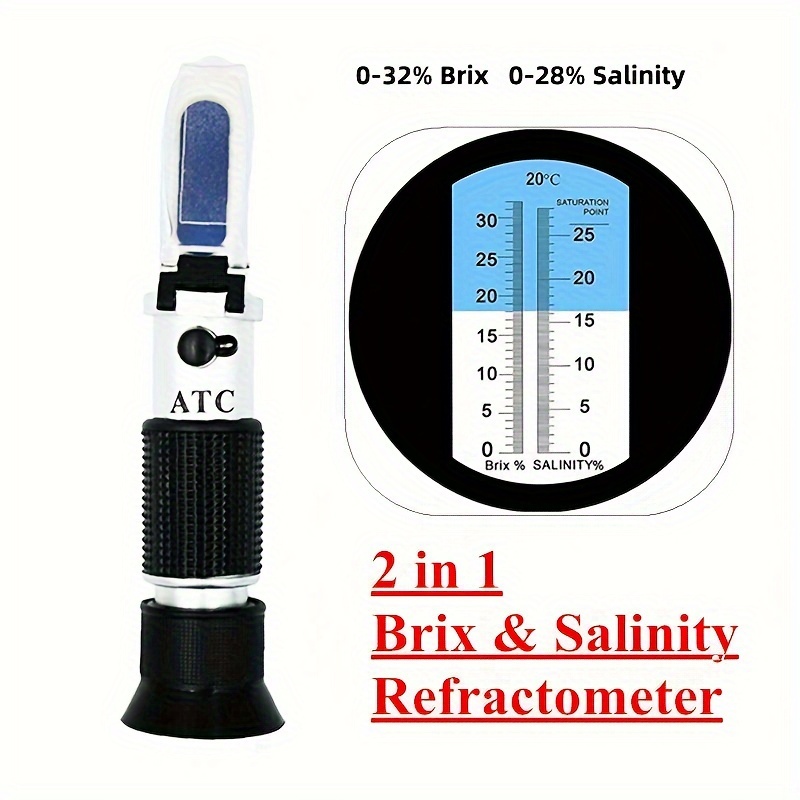 

Handheld Double Scale 0-32% 0-28% Portable Hand Held Sugar Salt Atc Refractometer For Aquarium