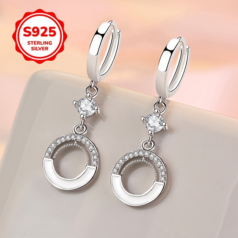 925 Silver Round Ear Buckle and Stud Set - Small Crowd High-end Ear Ornam
