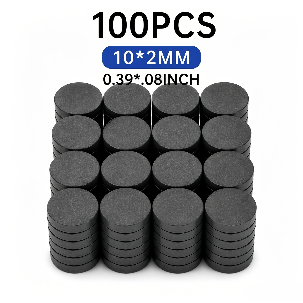 TEMU 100 piezas de imanes de disco de ferrita circulares de 10x2 mm, imanes circulares negros, adecuados para refrigeradores, , oficinas y pañuelos