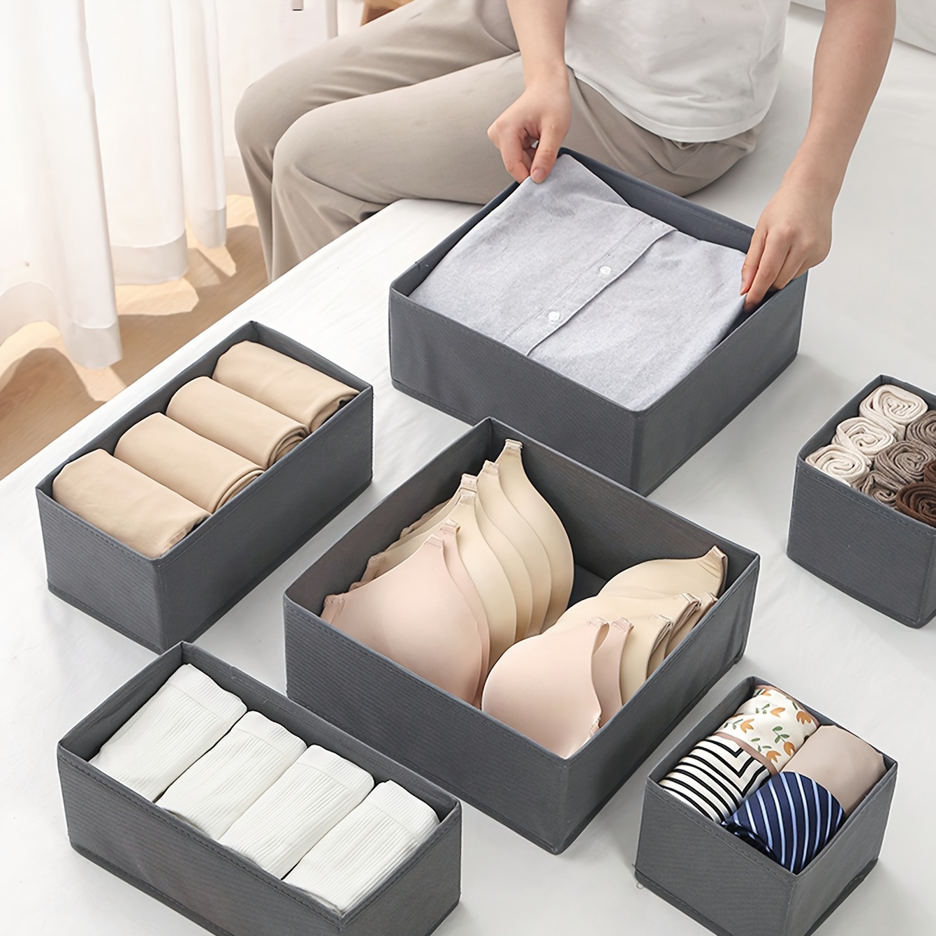 

Stackable Storage Solution: 3-piece Non-woven Fabric Box Set With Uncovered Drawer - Foldable & Durable