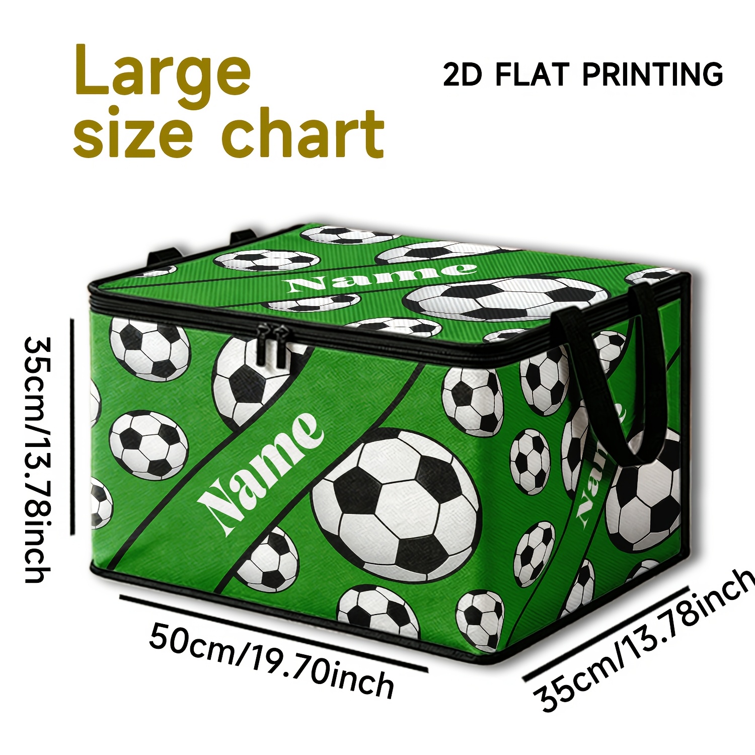 TEMU 1pc. Personalized Custom Football Print Large Capacity Foldable Storage Box, 5pcs Multicolor Options , Full And White Football Pattern, Supports