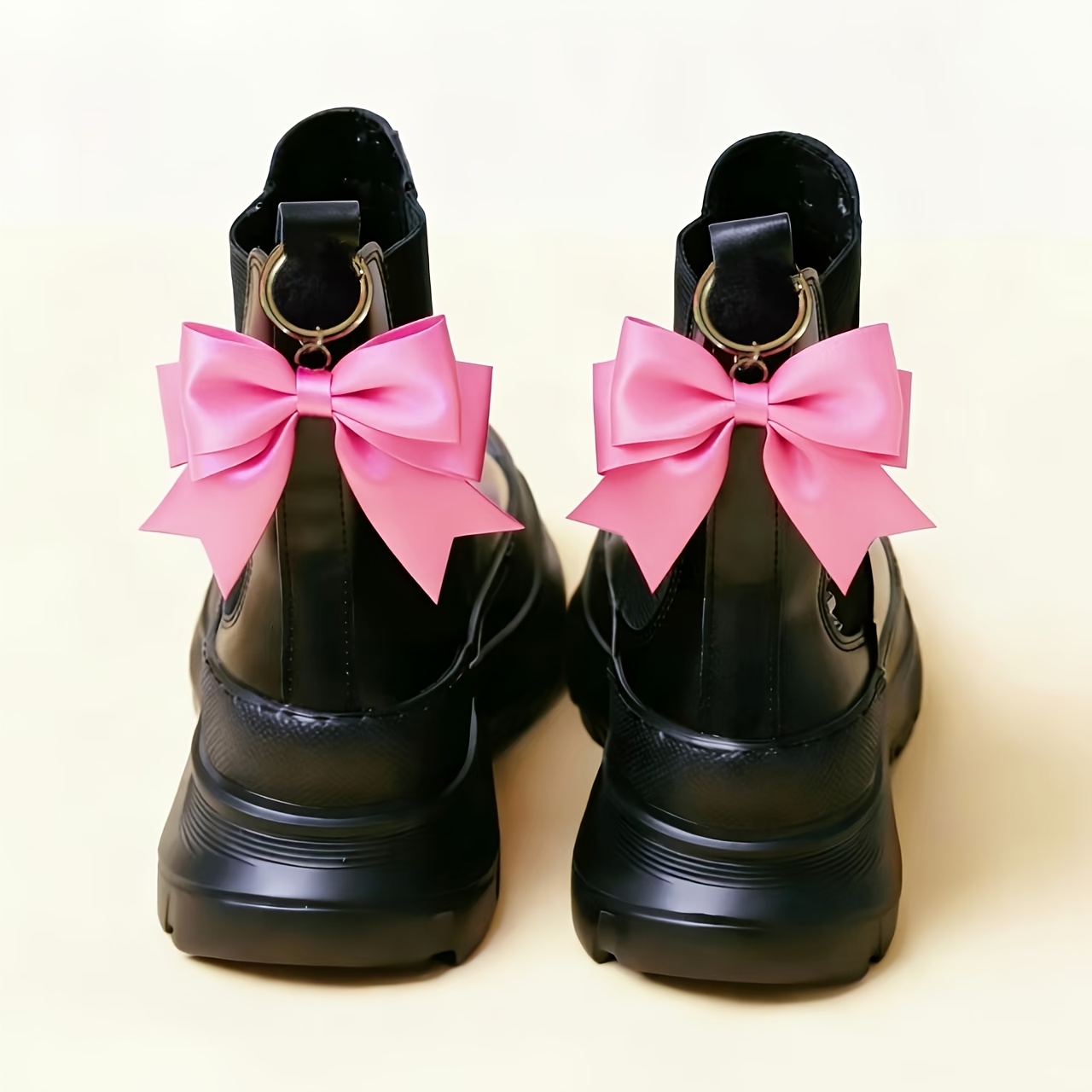 2pcs Bow Shoe Boot Decorations, Christmas Red Black Bow Shoe Boot Pendant, Bag Charm, Zipper Pendant