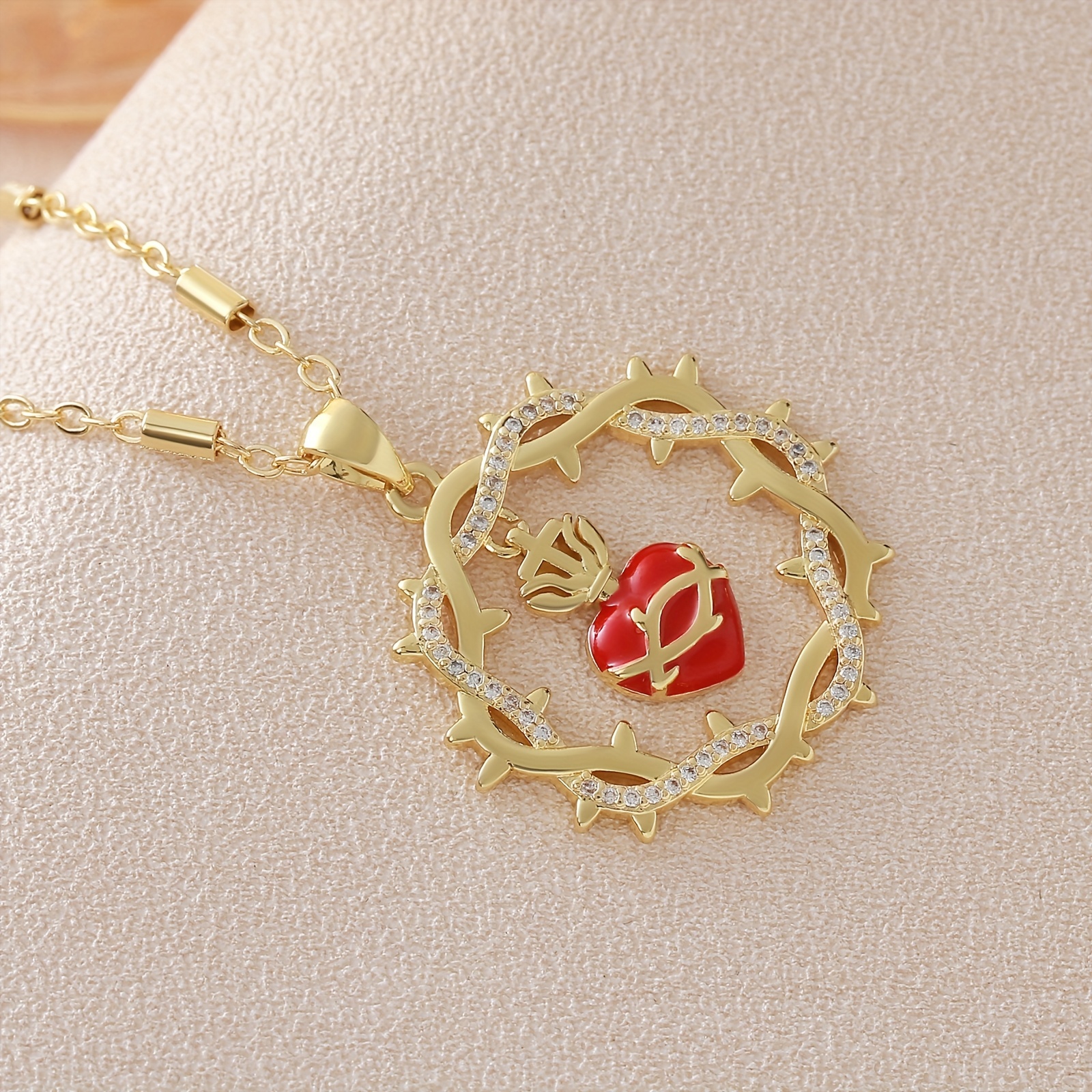 TEMU Collar Elegante para Mujer - Religiosos con , Cadena en Tono Dorado – Regalo de Cumpleañas/Navidad