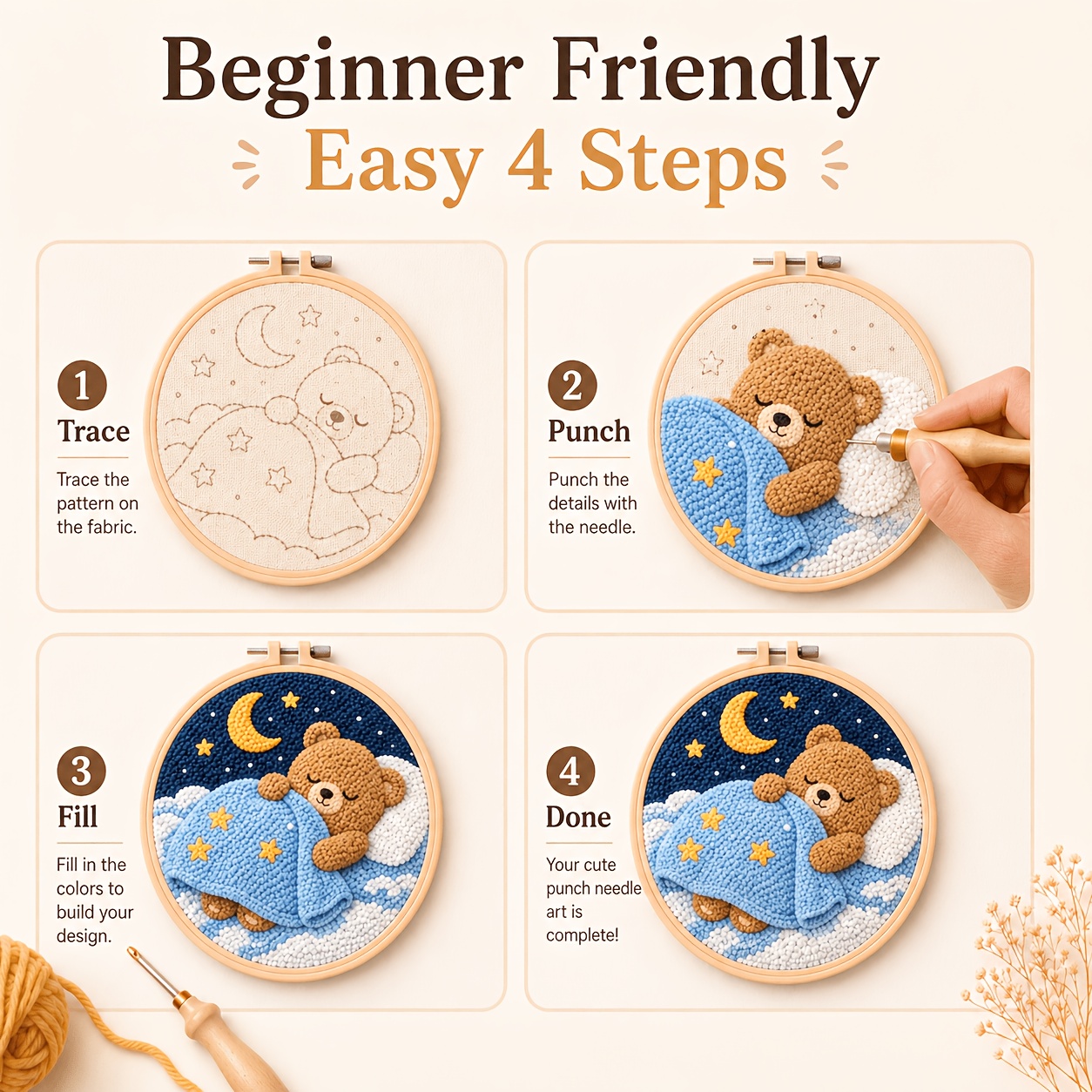 Animal Punch Needle Embroidery Kit for Adults