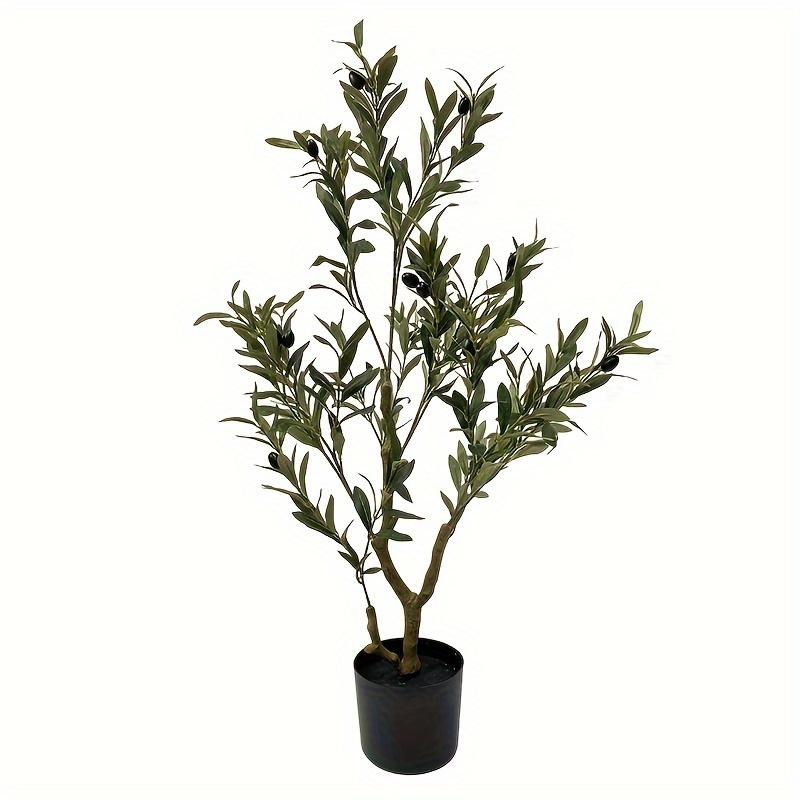 Image of 1pc, 35.43 Inch Artificial Olive Tree Silk Plant Artificial Plant For Room Floor Home Office Decoration Indoor Fake Potted Tree With Trunk And Lifelike Fruits Perfect Housewarming Gift