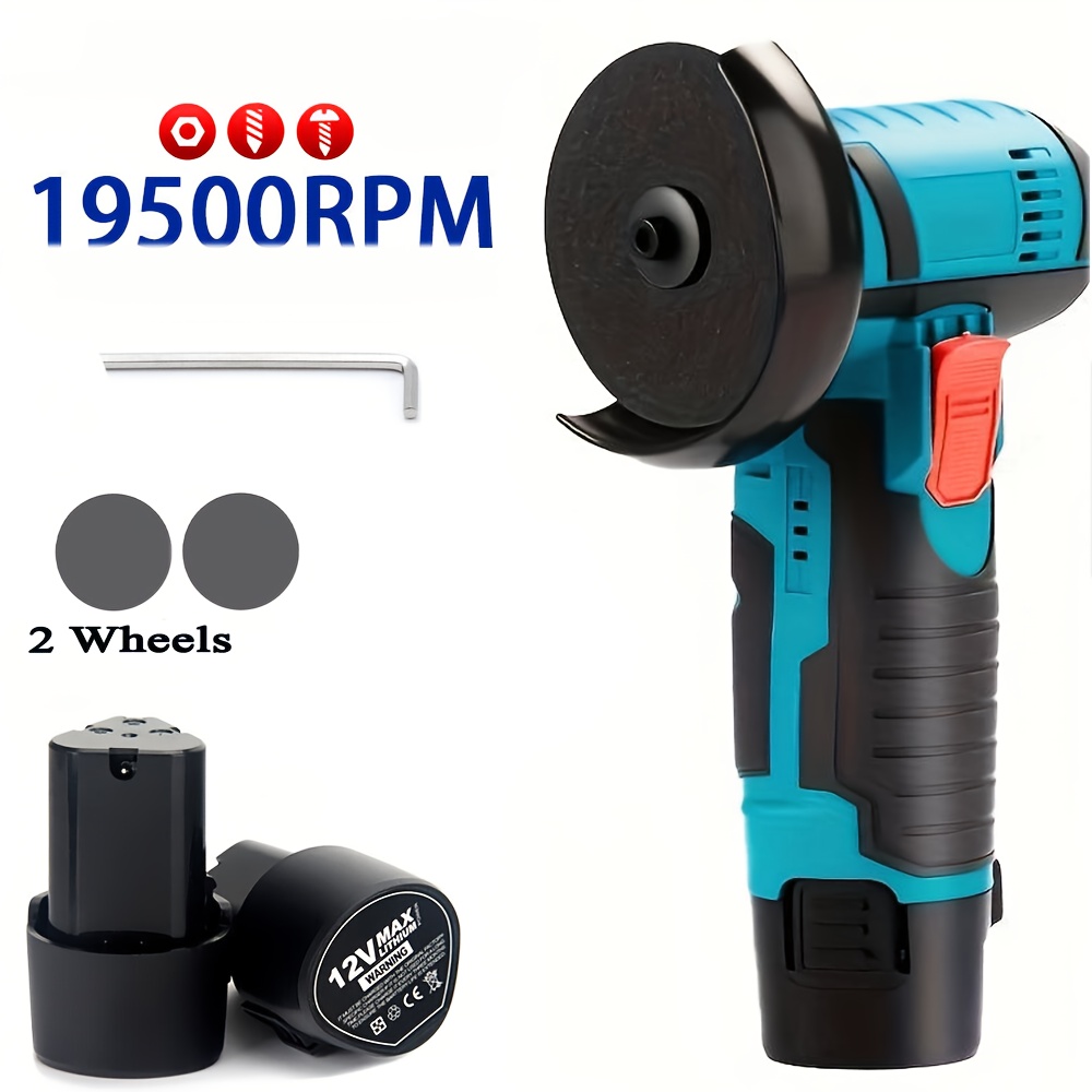 TEMU Portable Mini Angle Grinder With Polishing Function + 2 Batteries & Charger, Electric Angle Grinder, Includes 2 Batteries, Grinding Tool