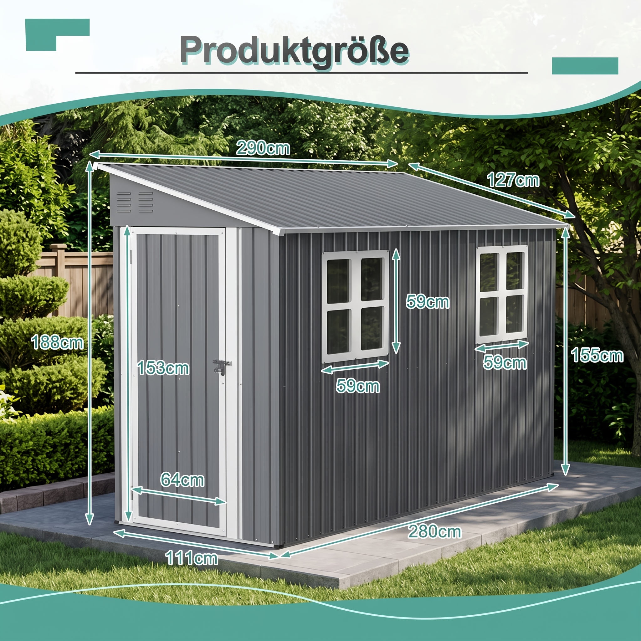 Image of Compact Garden Metal Shed, 4x10 Ft Tool Shed, Garden Cabinet, Garden Hut, Storage Shed, Outdoor Storage Shed With Ventilation, Lockable Steel Garden Hut, Temporary Removable Shed