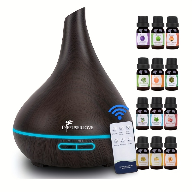 

1pc 500ml Oil Ultrasonic Humidifier Fog , Led, 4 , Off 12 Bottles Of Oil