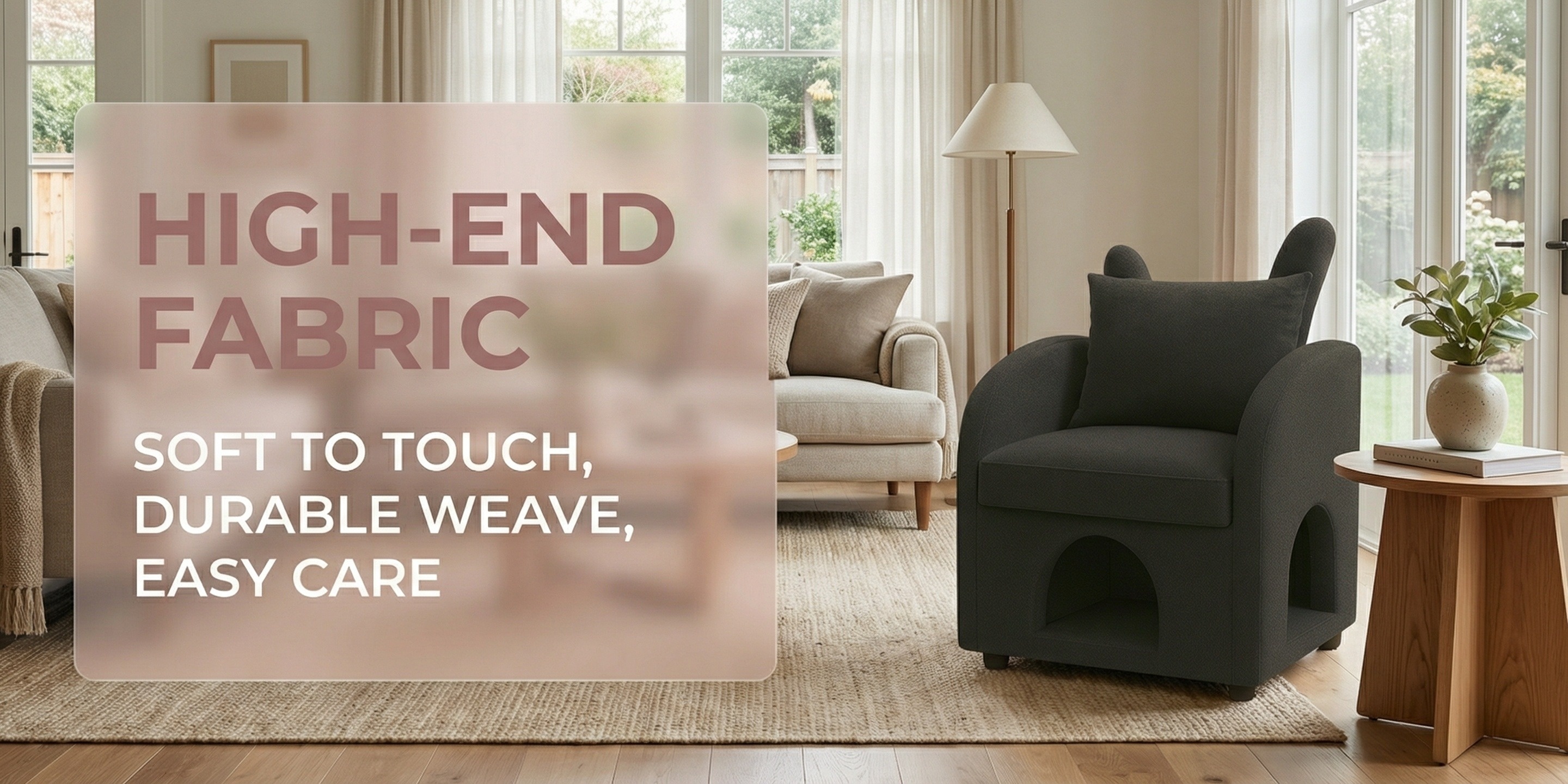 two in ear cat bed armchair sofa chair with hidden compartments scratch resistant suitable for indoor cats and small dogs modern rabbit ear with hideout compact pet furniture for small spaces no black Product details 2