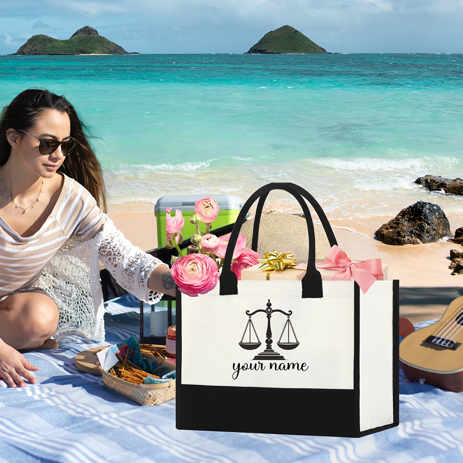 Customizable Lawyer Handbag Personalized Graduation Gift for Durable  Polyester Tote Bag with Roses Design, Large Capacity Beach Bag for  Women, - Main Image