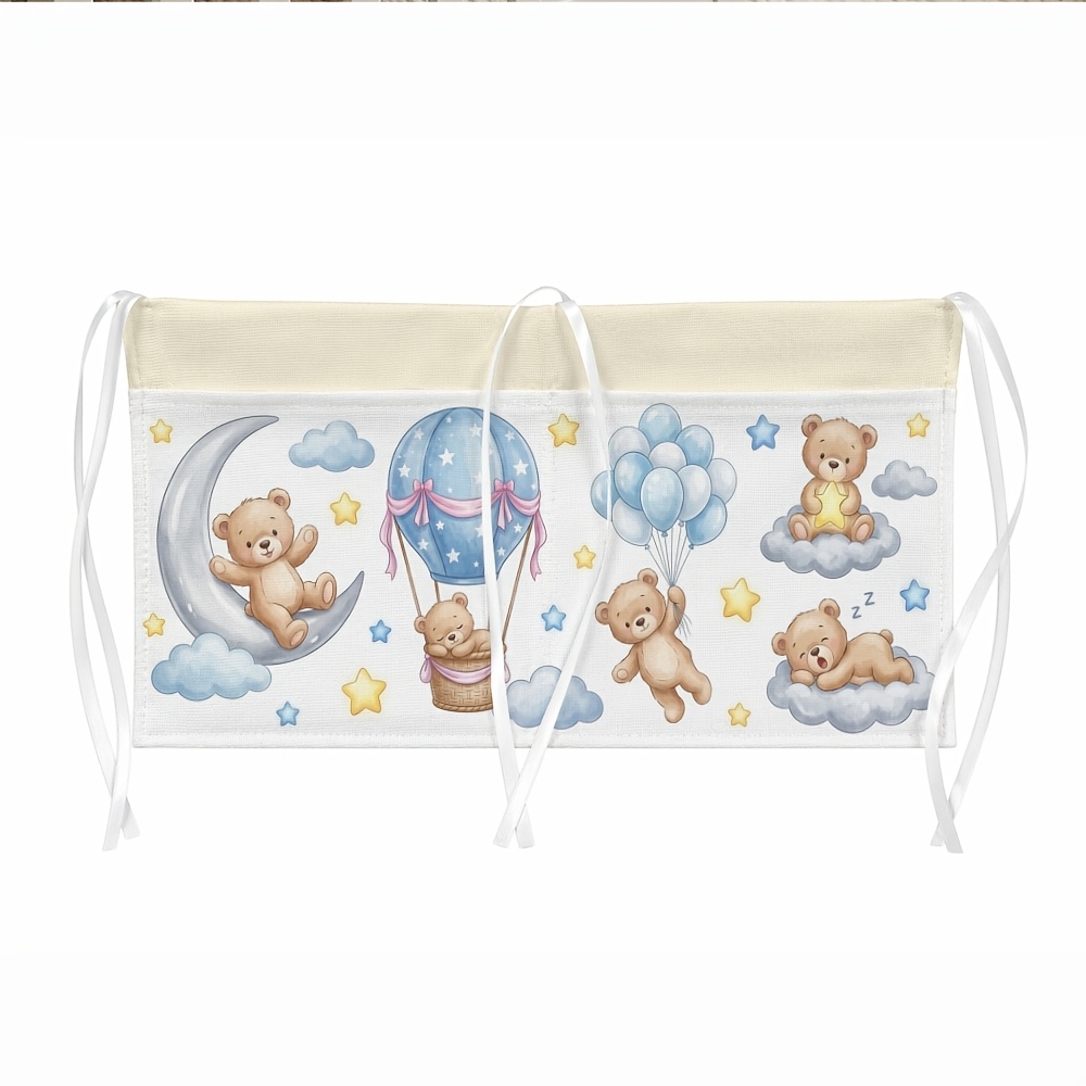 TEMU 1 appendiabiti organizer da - Orso luna - con organizer da appendere a 2 tasche - Attrezzatura portatile e in tessuto compatibile con passeggini