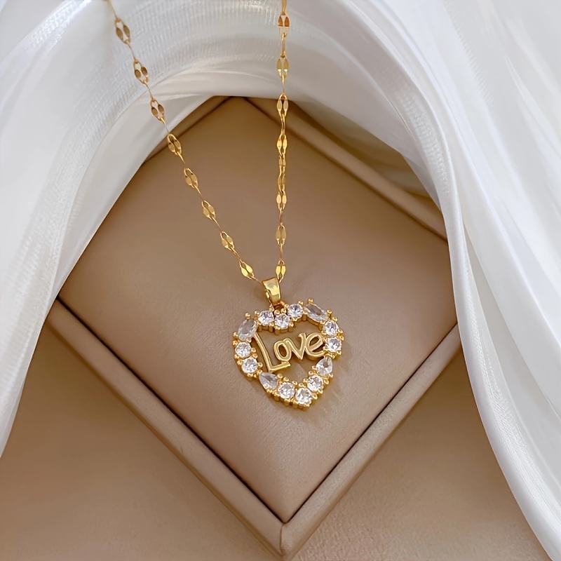 

Exquisite Letter "love" Heart-shaped Pendant Necklace, Perfect Gift For Men And Women