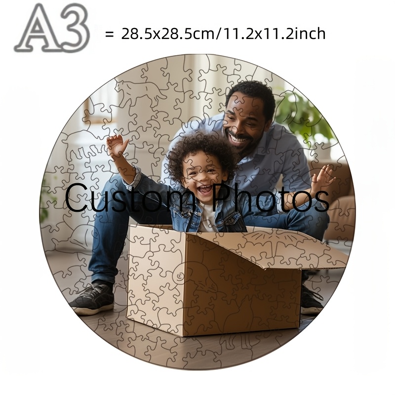 Custom Round Wooden Puzzle - Personalized Photo Jigsaw In White Gift Box, Plywood Puzzle 3+, Perfect For Birthdays, Holidays & Special Occasions, Jigsaw Puzzles