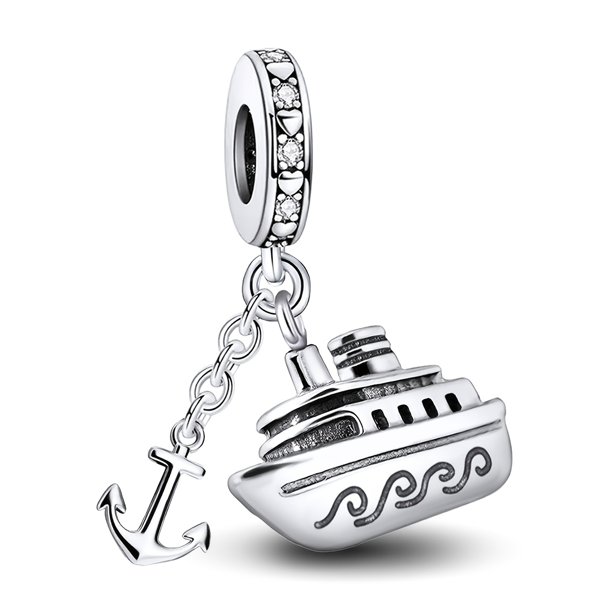 TEMU 1pc Pendentif de Bateau, Pendentif Plaqué Argent 925 Adapté pour Bracelet et Collier, Accessoires de Fabrication de Bijoux d'Automne et d'Hiver