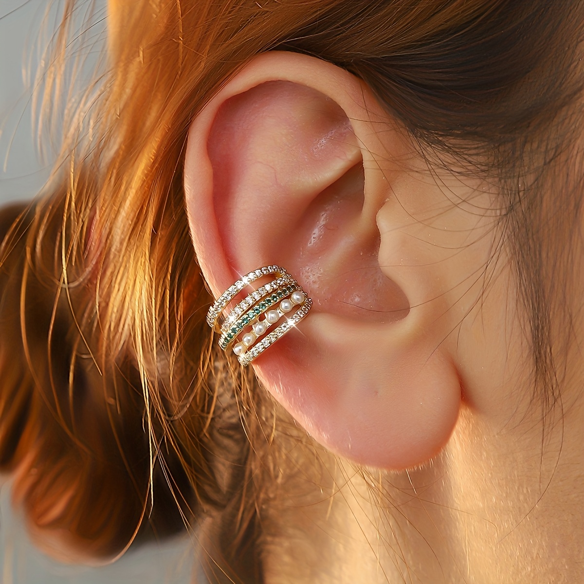 1 Stylish, , Elegant, High-end Pearl Ear Cuff, Versatile Ear Clip Accessory