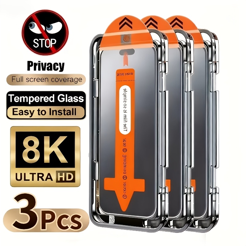TEMU Lot de 3 protections d'écran en verre trempé confidentialité pour iPhone 11/12/13/14/15/16/17/18 Pro/18 Pro Max/17 Pro Max/17 Pro/Fold/17