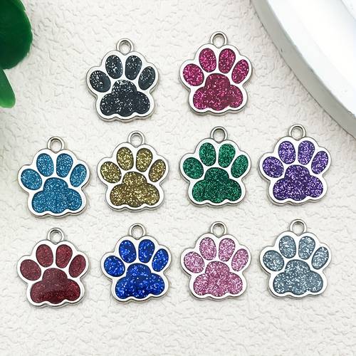 item picture 10pcs 16 x 17mm cute cat paw dog paw design charms alloy animal paw print pendants for bracelet necklace jewelry making additions