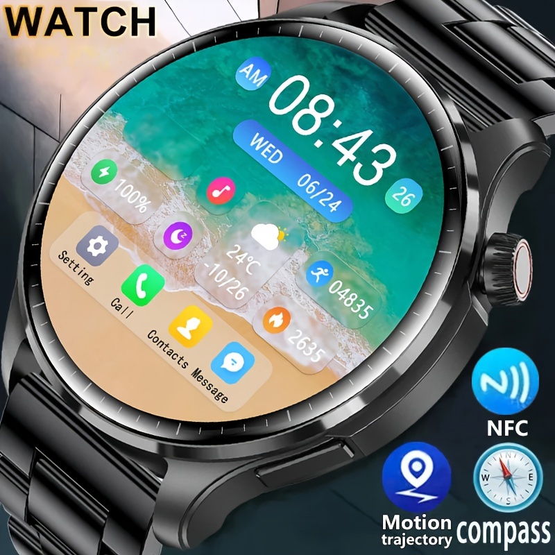 

2024 New Gps Motion Trajectory Smartwatch Men 360*360 Hd Screen Ai Voice Wireless Call Nfc Smart Watch Compass Sports Fitness Watches Fashion Sports Music Watch For Men