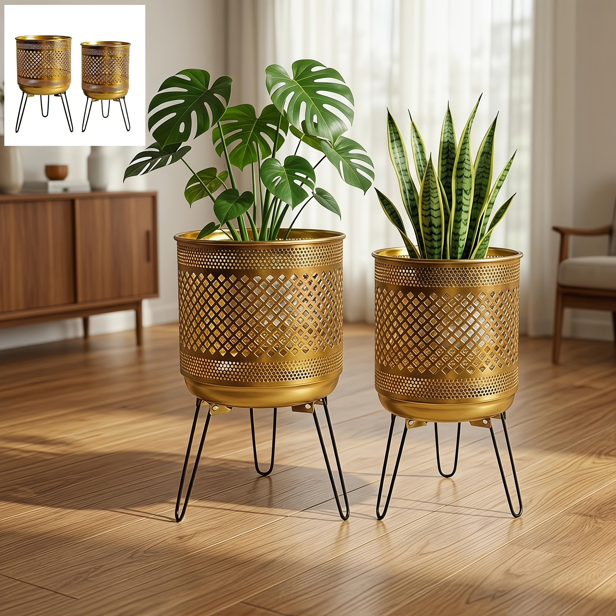 TEMU 2pcs Classic Hollow Iron Flower Pot Set, Flower Pots With Exquisite Appearance Design, Decorative Flower Pot Sets For Home And Courtyards. The