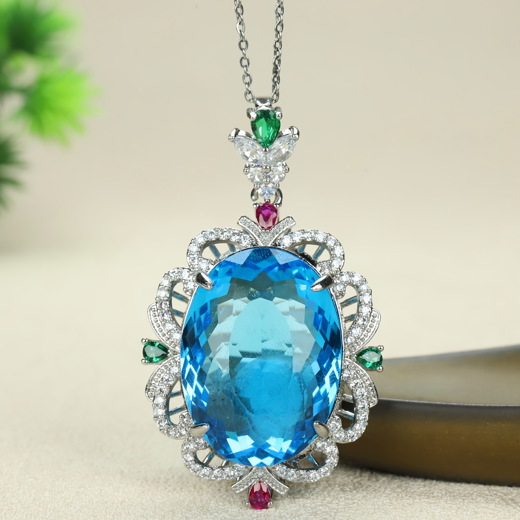 TEMU Charme Nouveau avec Pendentif Incrusté de Naturelle d' et de Nouilles, Bijou de Chaîne de Clavicule Haut de Gamme pour Femmes