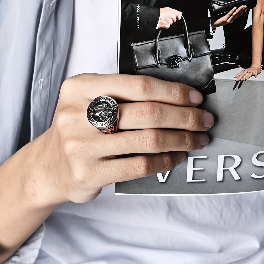 Retro Stainless Steel Shield Ring For Men